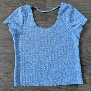 Textured Light Blue Crop Top